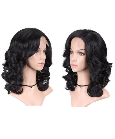 Lady Miranda 16 Loose Wave Lace Part Wig - Black Synthetic Heat Resistant Full Wig for Women - Buy Online on GoSupps.com
