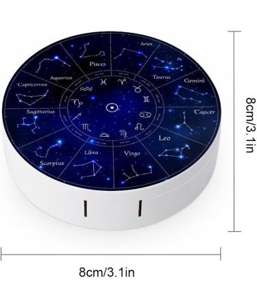 Zodiac Constellations Set Round Case For Contact Lens Kit Storage Box with Mirror Printed - Buy Online on GoSupps.com