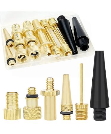 HWYDTGS 16PCS Premium Brass Valve Adapter, Bike Tire Valve Adapters, Ball Pump Needle, Adapters Kit as Inflation Devices and Accessories fit for Standard Pump or Air Compressor