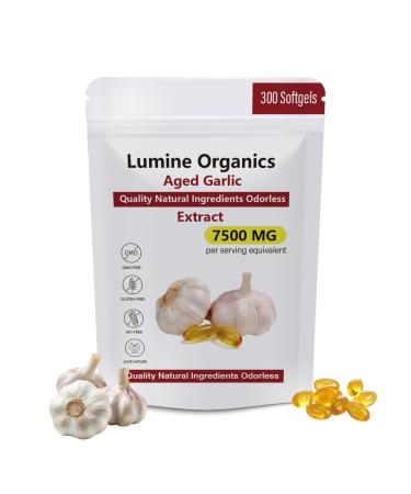 Lumine Organics Aged Garlic Extract Capsules 7500mg Odorless Aged Garlic Extract Antioxidant Supplement All-Natural (1PCS)