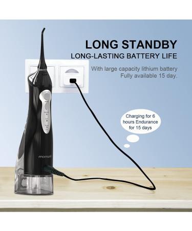 Cordless Water Flosser - USB Rechargeable, IPX7 Waterproof, 3 Modes, 3 Jet Tips, Tongue Scraper - Black - Buy Online on GoSupps.com