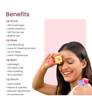 Lippie stack | Lip Care Kit pack of 4 | Lip Scrub Lip Serum Lip Balm & Lip Mask | Exfoliate Hydrate Nourish Moisturize | For Men & Women - 4 Gm (Each) - Buy Online on GoSupps.com