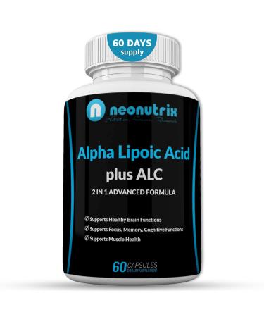 Alpha Lipoic Acid Plus Acetyl L-Carnitine Antioxidant Supplement ALA ALC for Healthy Brain Function & Muscle Strength, Focus, Memory & Cognitive Function for Women & Men - 60 Capsules by Neonutrix