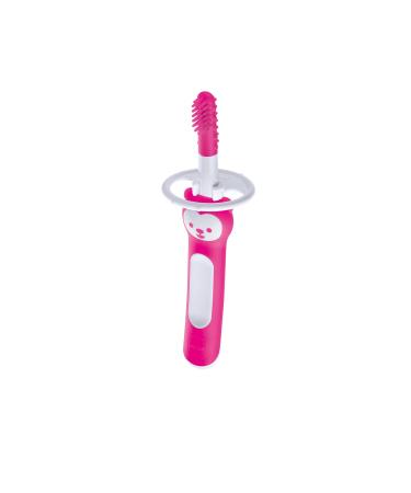 MAM Massaging Toothbrush and Gum Cleaner Girl 3+ Months (1-Count) MAM Baby Toothbrush the Ideal Toothbrush for Baby Girl Baby Essentials Pink