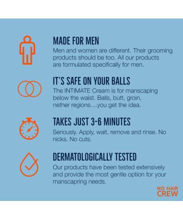 NO Hair Crew Intimate Hair Removal Cream for Men - Extra Gentle Depilatory Cream 100ml - Buy Online on GoSupps.com