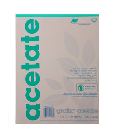 Grafix Biodegradable Clear Acetate: 9 x 12  0.005 Thick  25-Sheet Pad