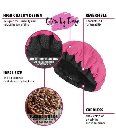 Glow by Daye Cordless Deep Conditioning Heat Cap - Microwavable Hair Therapy - Portable & Reversible - Pink Punch/Black - Buy Online on GoSupps.com