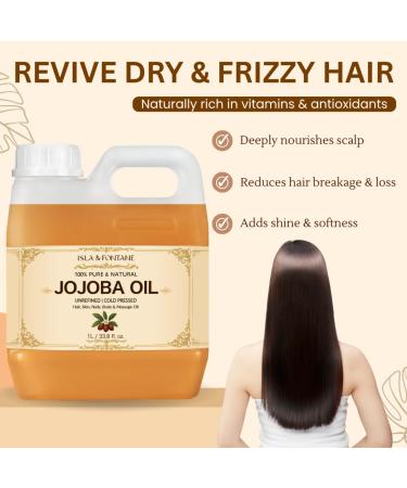 ISLA & FONTANE Jojoba Oil 1L (33.8 fl oz) | 100% Pure & Natural | Golden Unrefined Cold Pressed | Hexane-Free Carrier Oil for Skin Hair Face Nails & Body Moisturizing 32 Fl Oz (Pack of 1) - Buy Online on GoSupps.com