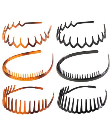 Beaupretty 6Pcs Headbands Zig Zag Plastic Sharks Hair Comb Headband Hairband Accessories for Women Lady Girls