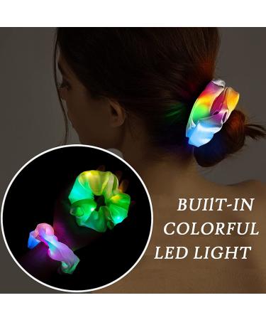 9 Pcs LED Light Hair Scrunchies with 3 Colors Light Modes - Soft Silk Hair Accessories for Women and Girls - Perfect for Halloween, Christmas, Glow in The Dark Parties - Buy Online on GoSupps.com