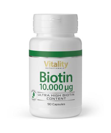 Biotin 1000MCG high -dose capsules vitamin B7 for healthier hair nails and skin vegan 90 pcs vitality nutritionals by vitaminexpress