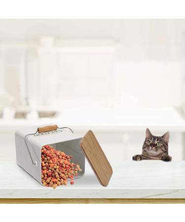 Ctomche Cat Food Container with Airtight Lid and Scoop Metal Vintage Pet Food Container for Cat Pet Treat Bin with Portable Handle Decorative Cat Food Organiser for Kitchen 5-6lbs - Buy Online on GoSupps.com