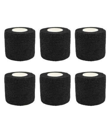 GSHLLO 6 Rolls 5cm Tearable Elastic Adhesive Bandages Stretchy Cohesive Bandages Vet Wrap Medical Tape Sticky Bandage Roll Wrist Knee Ankle Tapes Black