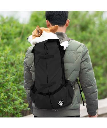 1-25KG Dog Carrier Bag with Drawstring Head Out Design Ventilated Pet Backpack for Small Medium Dogs Daily Puppy Carrier for Walking Outdoor Safety/Comfortable/Lightweight L Black