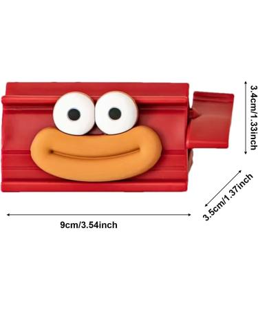 Rolling Toothpaste Squeezer - Cute Smiling Face Tube Squeezer Tool Manual Toothpaste Dispenser Toothpaste Holder Squeezer for Bathroom Restroom Red - Buy Online on GoSupps.com