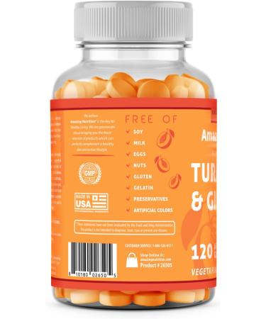 Amazing Formulas Turmeric Curcumin with Ginger 270mg - 120 Gummies | Apricot Flavor, Non-GMO, Gluten Free | USA Made - Buy Online on GoSupps.com
