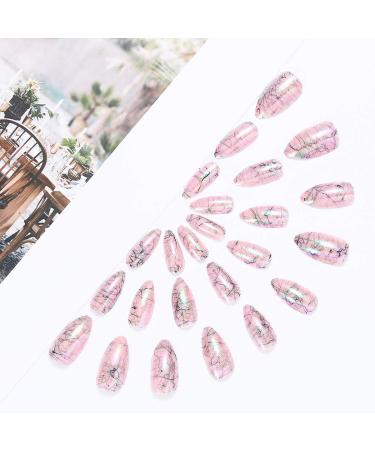 Brishow Short Artificial Nails | 24 pcs Purple Pointed Ballerina Acrylic Press On Fake Nails for Women & Girls - Buy Online on GoSupps.com