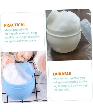 KOMBIUDA Travel Toddler for Mom Sponge Baby After Dusting Plastic Bath Container with Body Care Portable Powder Use Empty Puff Blue Cosmetic White Talcum Newborn Home Infant Face Case 2pcs 1 count (Pack of 1) - Buy Online on GoSupps.com