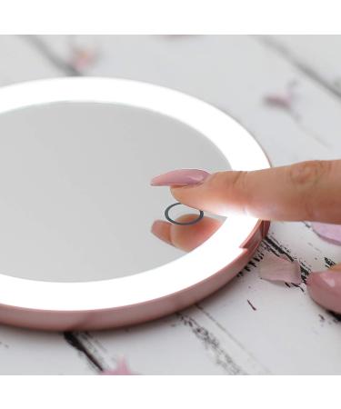 LUNA London Compact 2.0 Travel Mirror in Rose Gold | LED Lighted Vanity Mirror | 3 Light Modes, 7X Magnification | Portable & Rechargeable - Buy Online on GoSupps.com