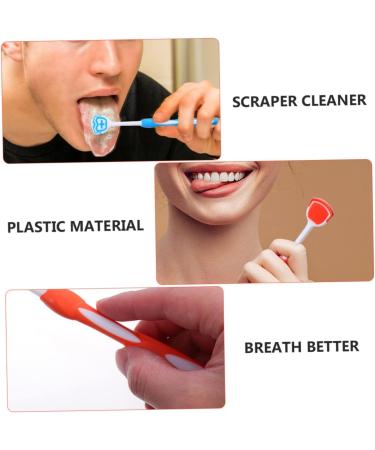 Minkissy 8-Piece Tongue Cleaning Brush Set | Plastic Scraping Tools for Adults | Blue & Orange Tongue Scrapers (19.5x3x0.6cm) - Improve Oral Hygiene - Buy Online on GoSupps.com