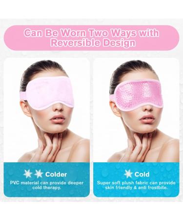 ACWOO Cooling Eye Mask with Gel Beads | Hot Cold Therapy for Puffy Eyes, Migraine Relief, Dark Circles - Reusable | Swollen Eyes, Sinus Pain - B Pink - Buy Online on GoSupps.com