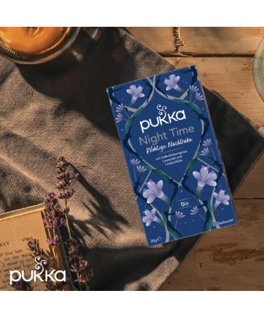 Pukka Organic Herbal Tea Night Time | Natural Sleep Tea with Chamomile Lavender Linden & Valerian | 4 Pack of 80 Tea Bags for Relaxation - Buy Online on GoSupps.com
