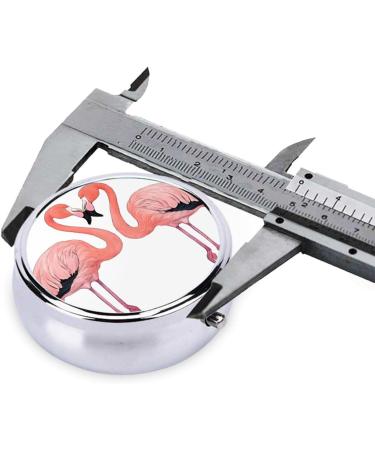 Shop Ink Flamingos Round Pill Box - 3 Compartment Mini Decorative Travel Organizer for Vitamins & Medicine - Buy Online on GoSupps.com