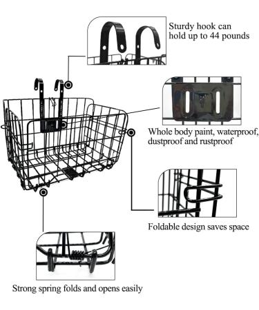 Metal Bike Basket for Adult Bikes - Front Handlebar & Rear - Foldable Pannier Carry Case - Buy Online on GoSupps.com