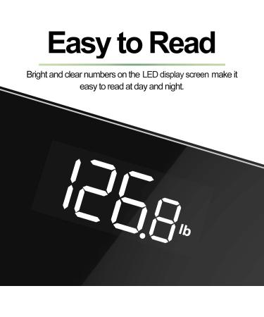 RENPHO Digital Bathroom Scale - Accurate Body Weight Tracker with LED Display - 400 lb Capacity - Black Round Corner Design - Buy Online on GoSupps.com