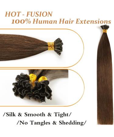 YILITE U Tip Hair Extensions Real Human Hair 14 inch 50 Strands 40g Pre Bonded Silky Straight Human Hair Extensions Keratin Nail U Tip Hair Extensions (14 Inch #4 Medium Brown) - Buy Online on GoSupps.com