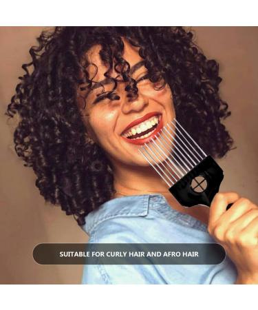 2 Pack Metal Hair Pick and Comb for Afro & Curly Hair Styling - Black - Buy Online on GoSupps.com
