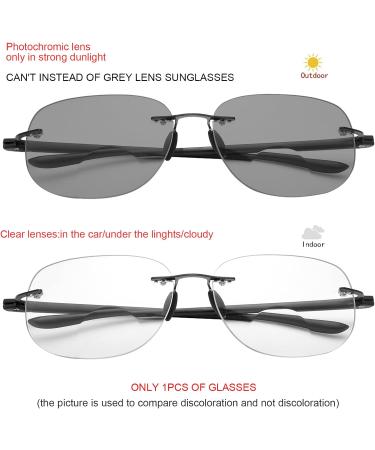 Buy Devirld Photochrome Transition Bifocal Reading Glasses - Frameless HD Blue Light Filter UV400 Ideal for Gaming & Close Use - Stylish Black 1.0x - Buy Online on GoSupps.com