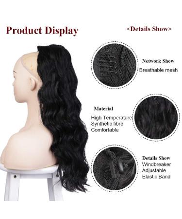 Natural Black Afro Curly Pferdeschwanz Hair Extension Clip - 66cm Ponytail for Braids (1 Pack) - High-Quality Hair Piece - Buy Online on GoSupps.com