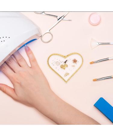 NOLITOY Heart Shaped Resin Nail Art Palette | Golden Edge Mixing Colors Tray for Nail Painting & Cosmetology - Buy Online on GoSupps.com