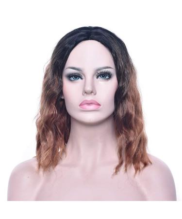 LFMDJF Black To Gray Wigs Curly Short Synthetic Hair Party Hair Black Blonde Pink Brown Wig Hairpiece for Women 12inches 2T6319 2T30