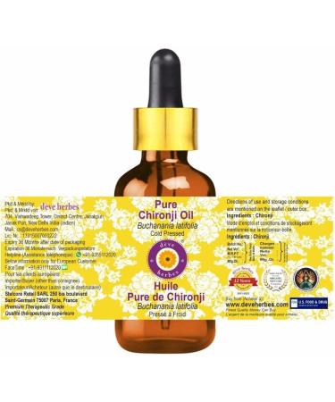 Deve Herbes Pure Huile de Chironji (Buchanania latifolia) avec compte-gouttes en verre Press Froid qualit th rapeutique naturelle 30ml (1 oz) - Buy Online on GoSupps.com
