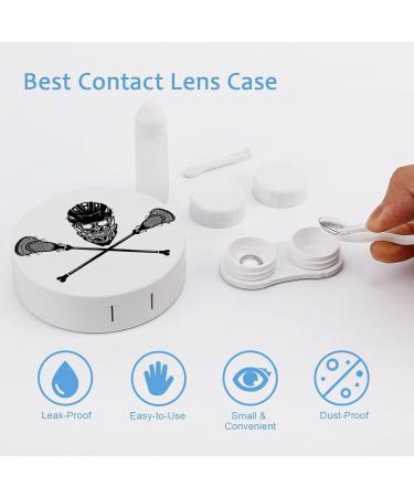 Black Lacrosse Round Case For Contact Lens Kit Storage Box with Mirror Printed - Buy Online on GoSupps.com