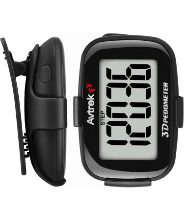 AVTREK Precise 3D Step Counter - Digital Pedometer with Large Display Time & LED Backlight - Ideal for Walking & Running | International Shipping - Buy Online on GoSupps.com
