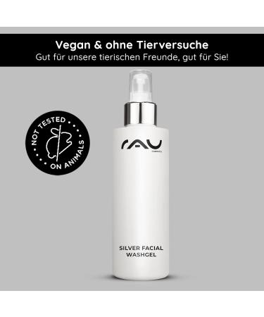 RAU Silver Facial Washgel 200 ml - Purifying facial cleansing gel with highly porous silver microparticles for impure sensitive irritated acne-prone skin. Purifying facial lotion against pimples acne and neurodermatitis treatment - Buy Online on GoSupps.com