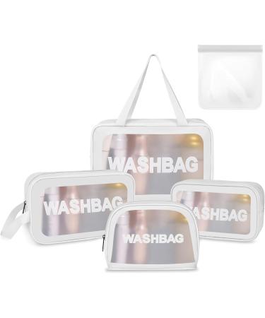 5PCS Clear Waterproof Toiletry Travel Bags - Portable Airport Cosmetic Bags (White) - Buy Online on GoSupps.com