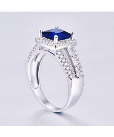 925 Sterling Silver Royal Blue & White Quartz Mystic Eternity Promise Wedding Ring - Size 6 US6 - Perfect for Women - Buy Online on GoSupps.com