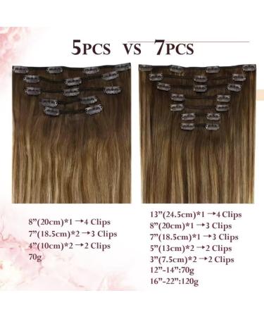Easyouth Ombre Brown to Blonde Clip in Hair Extensions 22 Inch - 70g 5Pcs Double Weft Human Hair Balayage Brown Clip Ins #4/27/4 - Buy Online on GoSupps.com