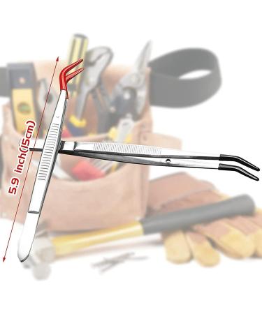 4-Piece Curved Tweezers Set with Rubber Tips | Stainless Steel Laboratory Tweezers for Precision Work - International Shipping Available - Buy Online on GoSupps.com