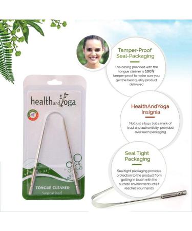 HealthAndYoga(TM) SteloSwipe Tongue Cleaner Scraper - Surgical Steel - Sterilizable Tongue Brush Cleaner - Hygienic Seal-Pack - Non-Synthetic Grip - 1 Pack with Storage Bag - Buy Online on GoSupps.com