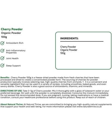 Organic Cherry Powder - Natural Antioxidant & Flavor Enhancer - Vegan Gluten-Free Non-GMO - Ideal for Smoothies & Baking - Buy Online on GoSupps.com