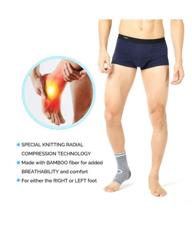 Neotech Care Ankle Support Sleeve - Bamboo Fiber Knitted Fabric - Light Elastic & Breathable - Medium Compression - Sports Exercise Gym - Right or Left Foot Men Women - Grey (Size S 1 Unit) S 1 - Buy Online on GoSupps.com