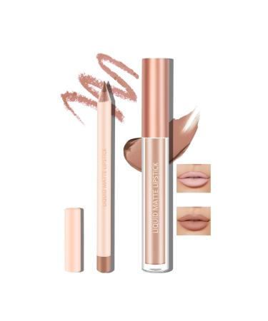 Boobeen Liquid Matte Lipstick and Lip Line Pencil Set  Nude Red Lip Makeup Longwear Waterproof Lipliner Pens & Velvet Lip Stain Lip Gloss Smooth Matte Lip Color Make Up Gift Set 01 - Buy Online on GoSupps.com