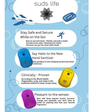 Buy Suds Life Paper Soap Sheets - Portable Travel Soap (150 Sheets) in Orange Coconut Lavender - Perfect for Camping & Toiletry - Pack of 3 Mixed - Buy Online on GoSupps.com