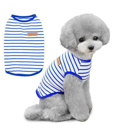 Voarge T-shirt with dog strips summer dog shirts soft cotton puppy clothing pet pet tank top chihuahua basic tea shirt clothing for small medium-sized dog cat clothing (blue s) s blue