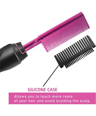 Electric Hot Comb Pink Hair Straightener for Natural Black Hair - Wide Tooth Comb, Rat Tail Comb, Wax Stick Included - Buy Online on GoSupps.com